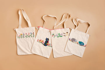 Hand embroidered tote bag