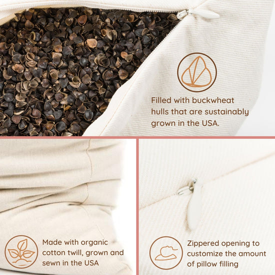 Buckwheat Hull Pillows for Supported Sleep