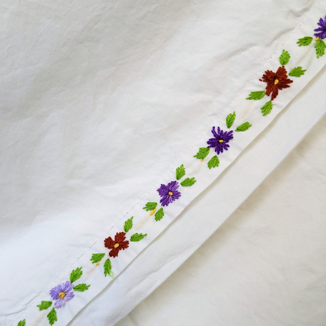 Hand Embroidered Pillowcase - ComfySleep Standard