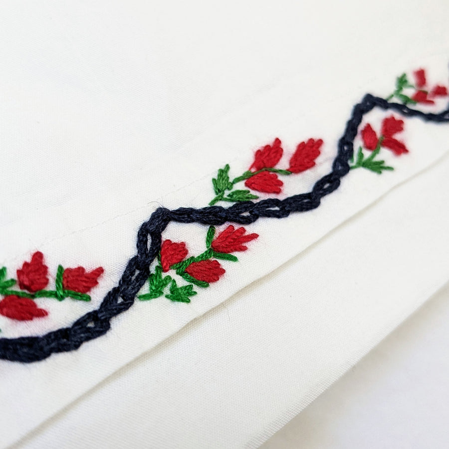 Hand Embroidered Pillowcase - Traditional