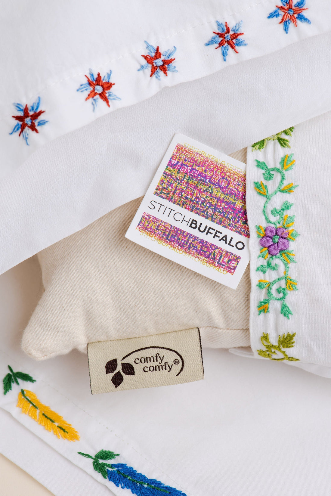 Hand Embroidered Pillowcase - ComfyNeck Extra Large